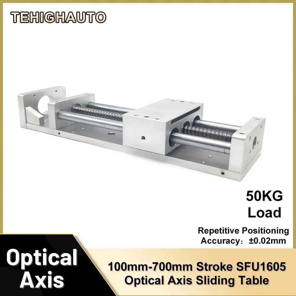 CNC XYZ แกนตารางเลื่อนอลูมิเนียมแกนคู่มือเชิงเส้นเวทีฝุ่น Handwheel SFU1605 BallScrew100-700mm จังหวะ 1