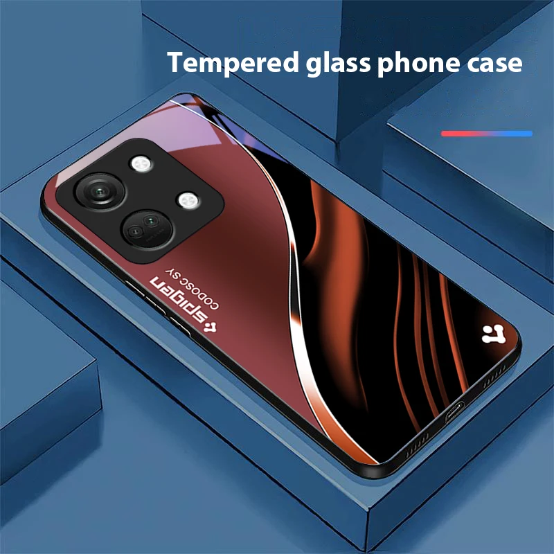 Deep Blue Fashion Hard Shell Tempered Glass Phone Case - Black