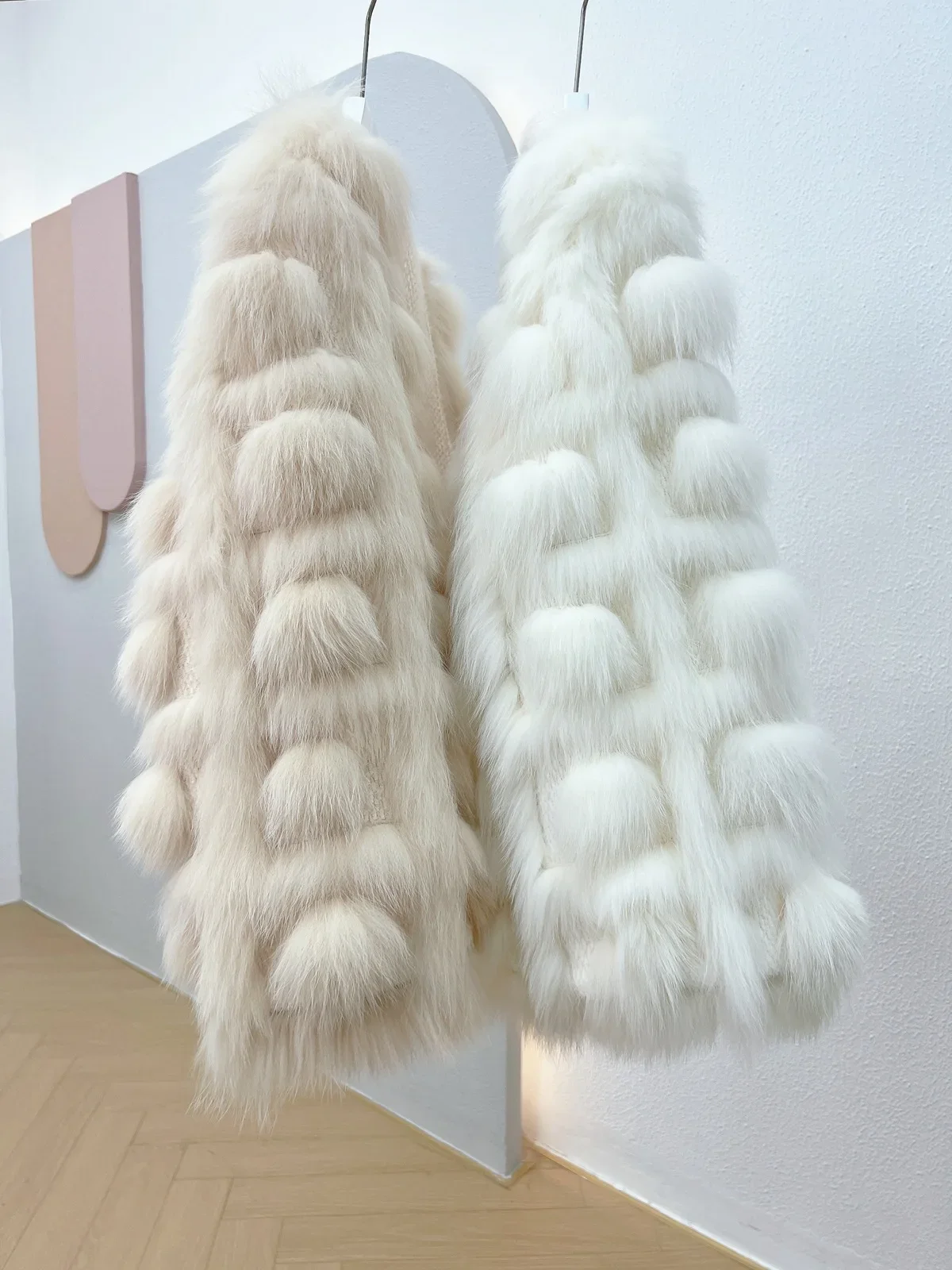 White Fox Back Coat Lace Up Womens Clothes Winter Design Sense Raccoon Dog Fur Knitting Young Thick Warm Fur Sexy Club Outerwear