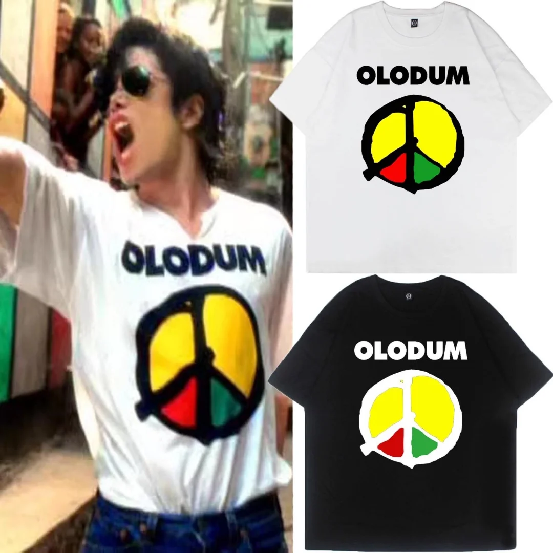 Michael Jackson's Peace and Love Anti War OLODUM Music Rock T-Shirt Sommer Baumwolle Herren T-Shirt Kinderkleidung T-Shirt Y2k Frau ﻿