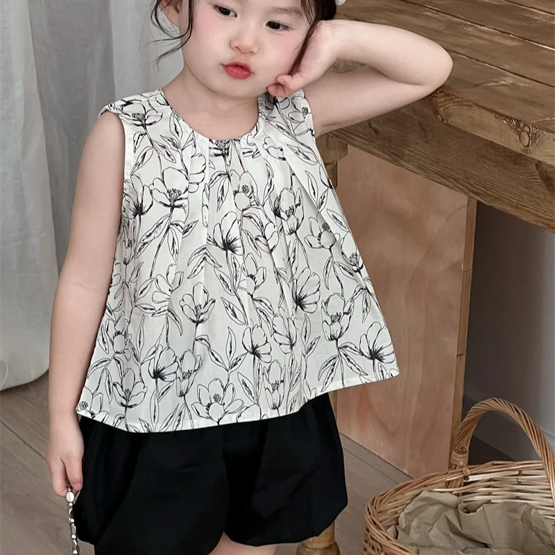 Summer Korean Version of Children's Bud Culottes Girl Baby Cute Sweet Elastic Waist Black Pumpkin Shorts
