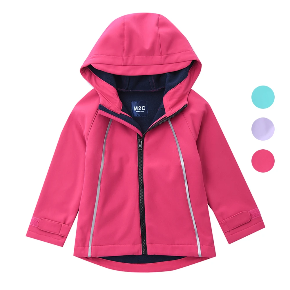 

2-8T Kids Girls Softshell Jakets Thick Coats Spring Autumn Outerwear Children Girls Hooded Jackets Sportswear Windproof