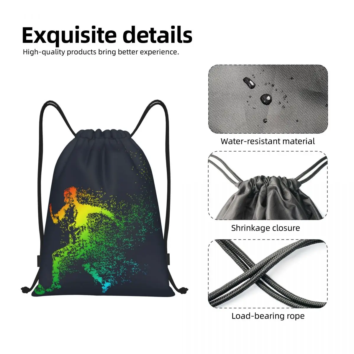 Soccer Player Particles Drawstring Bags Women Men Portable Sports Gym Sackpack Training Backpacks 3