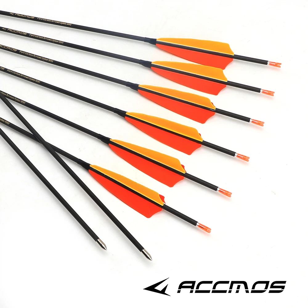 12pcs Pure Carbon Arrow ID 4.2mm 31in Spine 250 300 400 500 600 700 800 900 1000 1100 1300 1500 1800 with 4\