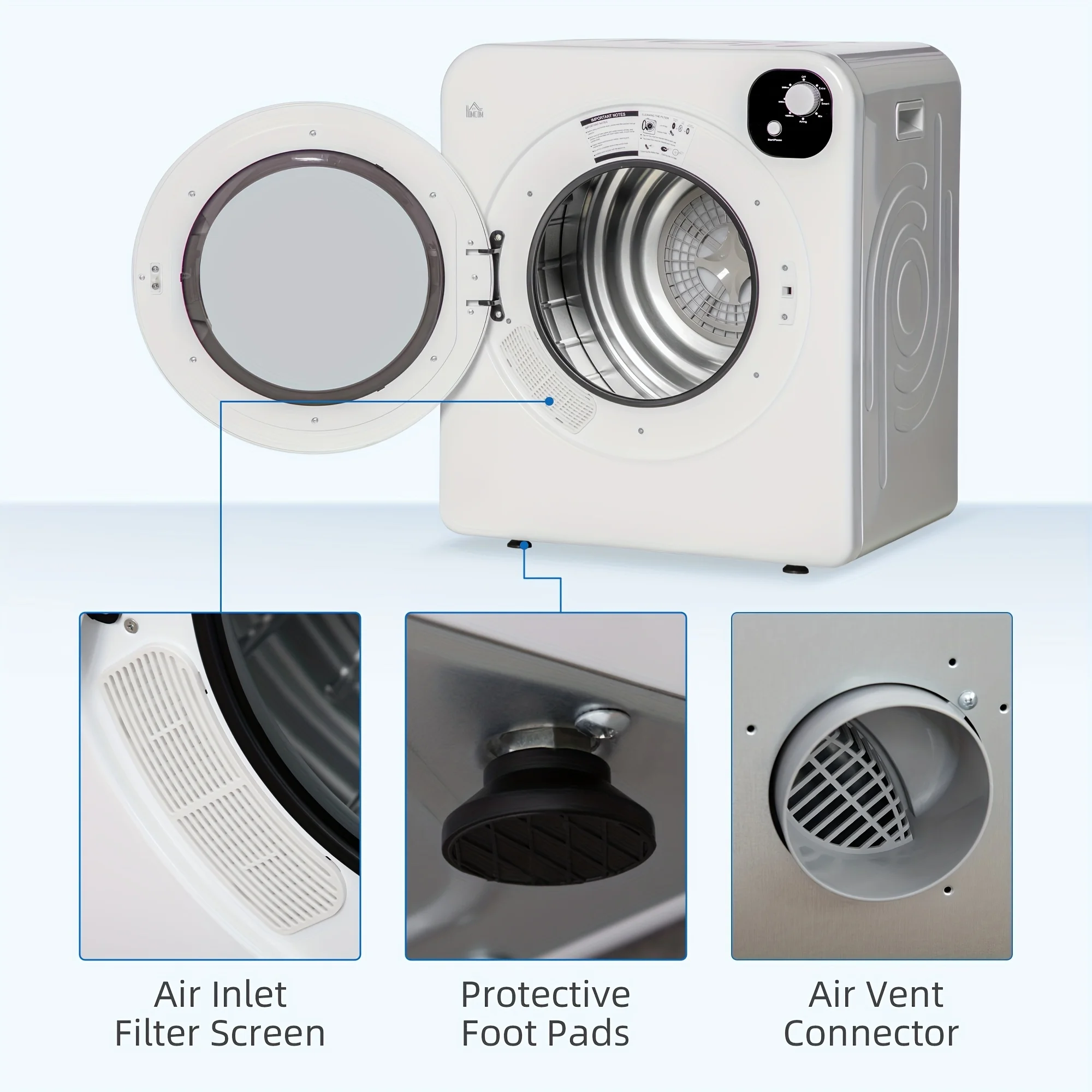 portable air dryer clothe Stainless Steel Drum, 의료건조기Front Load Electric Dryer for Apartments, Dorms, RVs, White 전기 의류 건조 2