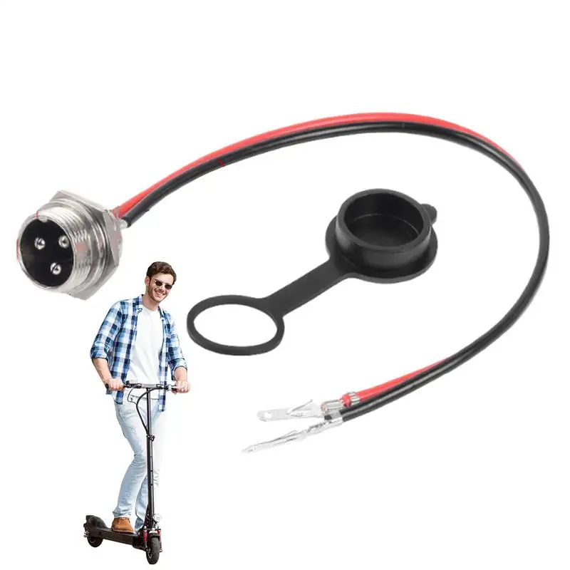 Electric Scooter Charging Port Connector Electric Scooter 3 Pin Charging Port Dustproof and Waterproof Design Charging Port