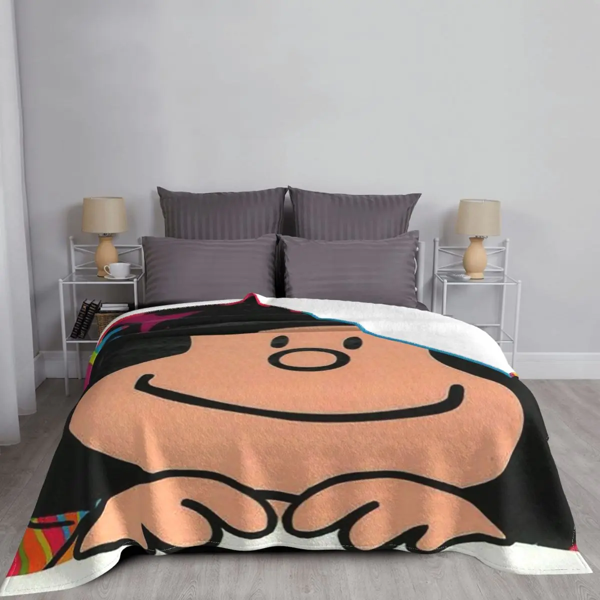 Kawaii Cartoon Mafalda Blanket Flannel Printed Portable Super Warm Throw Blanket for Sofa Bedroom Bedspreads