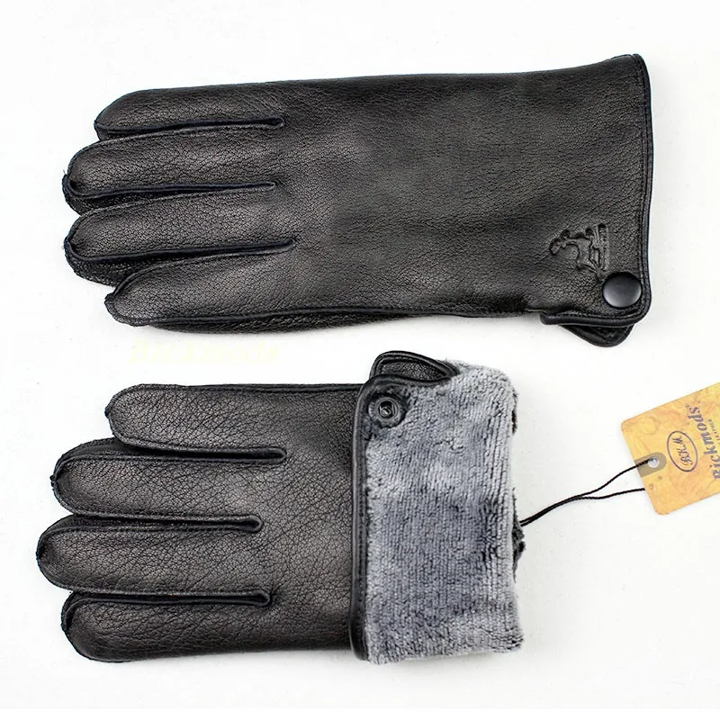 Guantes Leather Gloves Male Deerskin Fashion Stripes Style Wool Lining Spring And Autumn Warm leather gloves