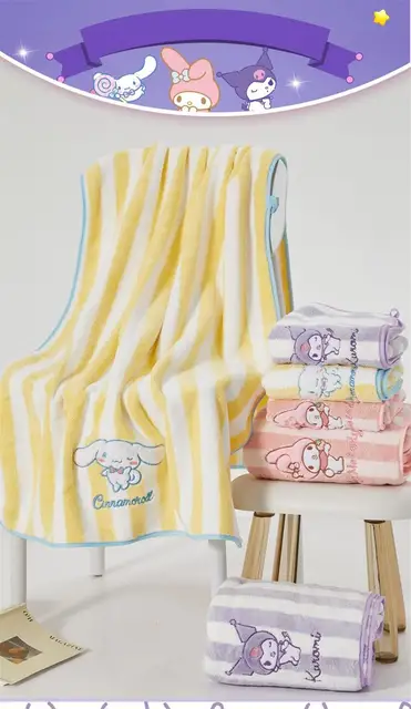 Asciugamano Per Capelli In Microfibra MINISO Kuromi - Antibatterico, Assorbente, Con Bottone