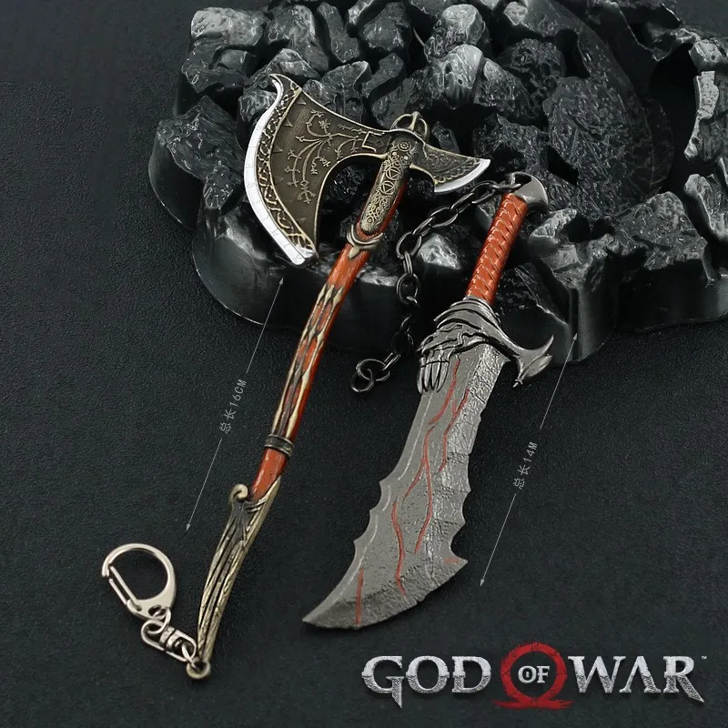 God of War Kratos The Leviathan Axe Game Ghost of Sparta Anime Game Peripheral Katana Keychain Weapon Model Toys Gifs for Boys 4