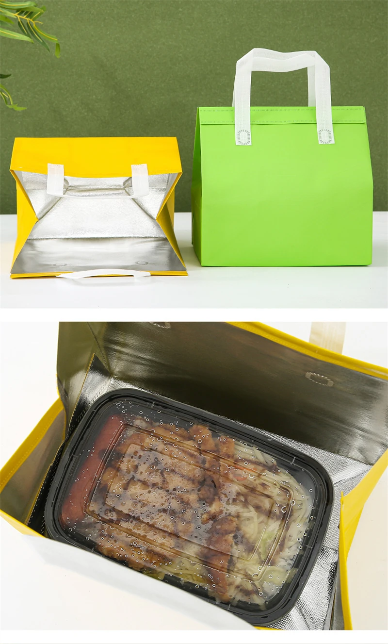 10pcs Non-Woven Insulated Tote Bags Reusable Fabric Pouches for Food, Cake, Drinks, Gro... - SKU NITB1058 - UGI Packaging