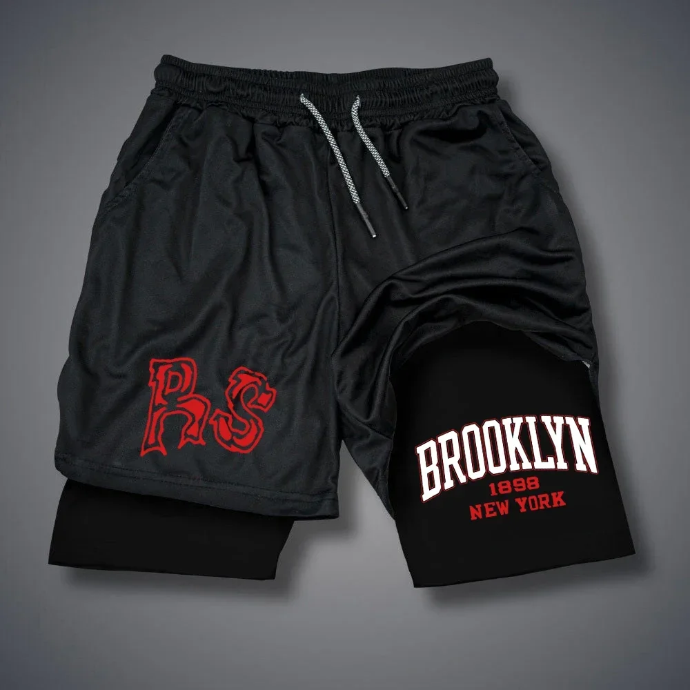 Summer Men's Shorts RS Letter Print Shorts Quick Dry 2 In 1 Short Pants White Black Double-deck Short Pant Dragon Streetwear