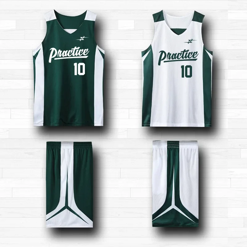 Double-Sided Wear Basketball Uniform Set for Men University Students Competition Teamwear Printed Kids Personality Ball J
