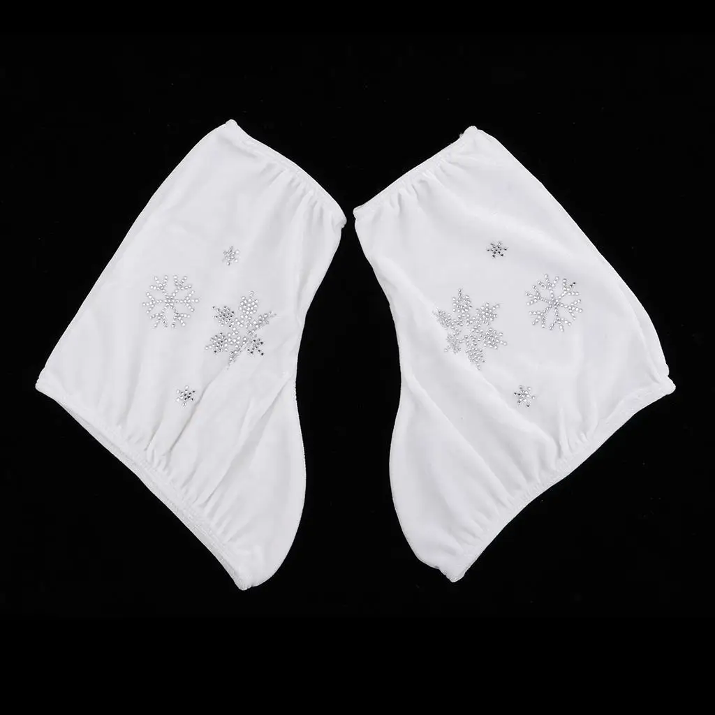 2 Pack Ice Skate Boot Covers-Roller Skating Wear Accessories-Performance Velvet , White-M, as described