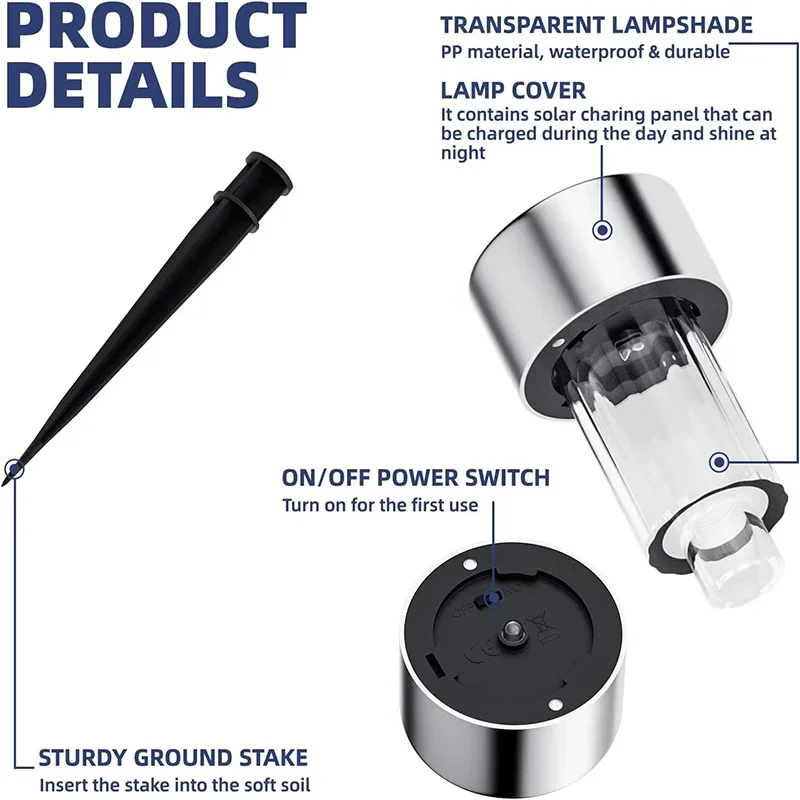 Outdoor Solar Lights Garden Lights Solar Powered Lamp Lantern Waterproof Landscape Lighting Pathway Yard Lawn Garden Decoration