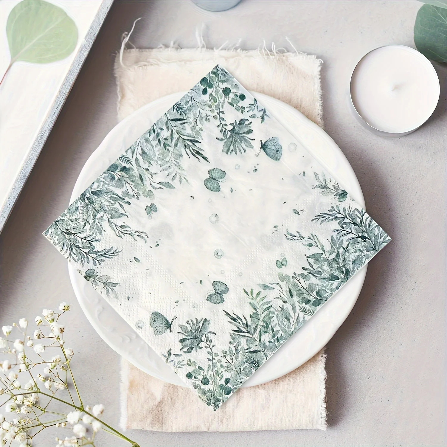 20pcs/pac Minimalist Printed Napkins Paper Ink Blue Patterned Dining Table Napkins Elegant Ancient Style Mouth Wiping Cloth paper napkins