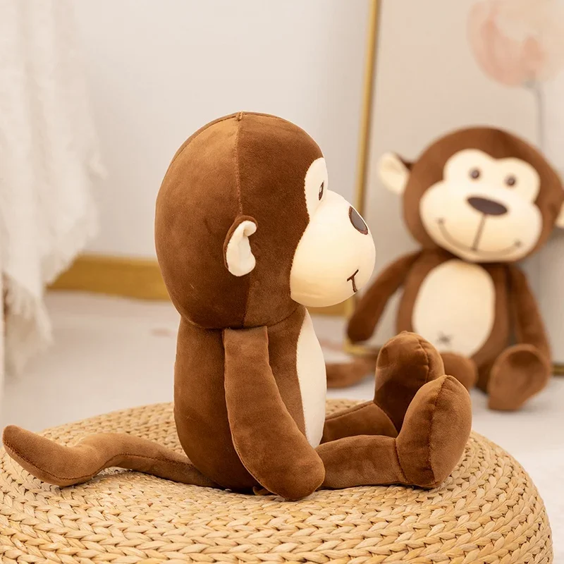 Hot 1pc 45cm Kawaii Monkey Plush Doll Brown Smiling Monkey Soft Stuffed Animal Cute Huggable Plushies Birthday Gifts For Girl
