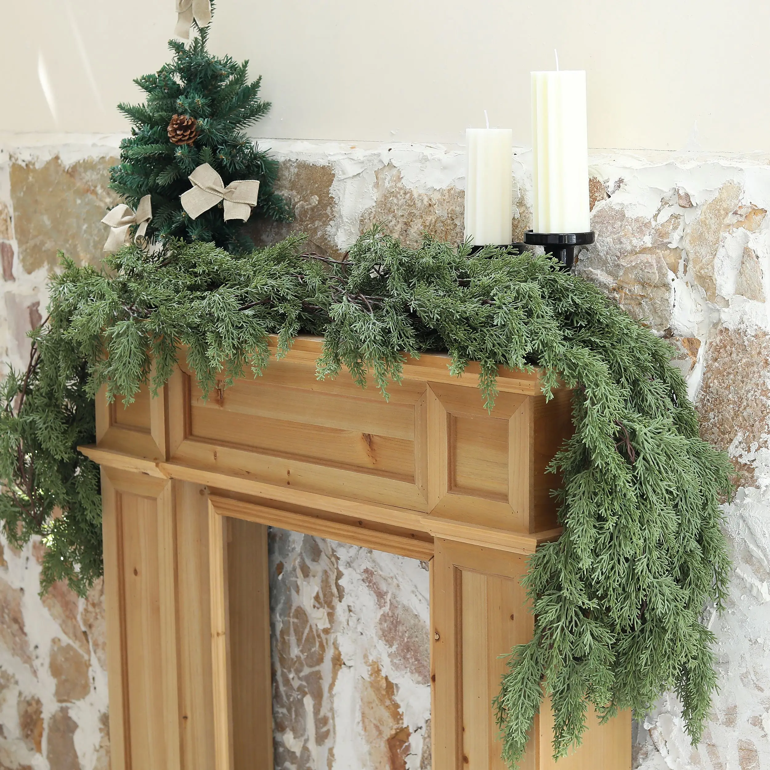 Yuemeuy Guirlande De Cèdre De Noël - Guirlande De Cèdre