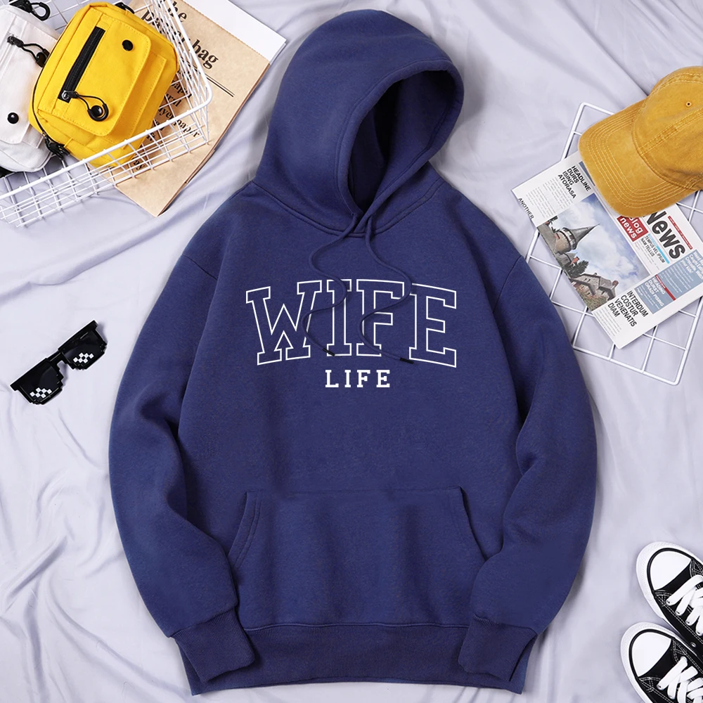 

Wife Life Men'S Hoodies All-Match Oversized Shoulder Drop Comfortable Fleece Tracksuit Creativity Fashion Men'S Streetwear