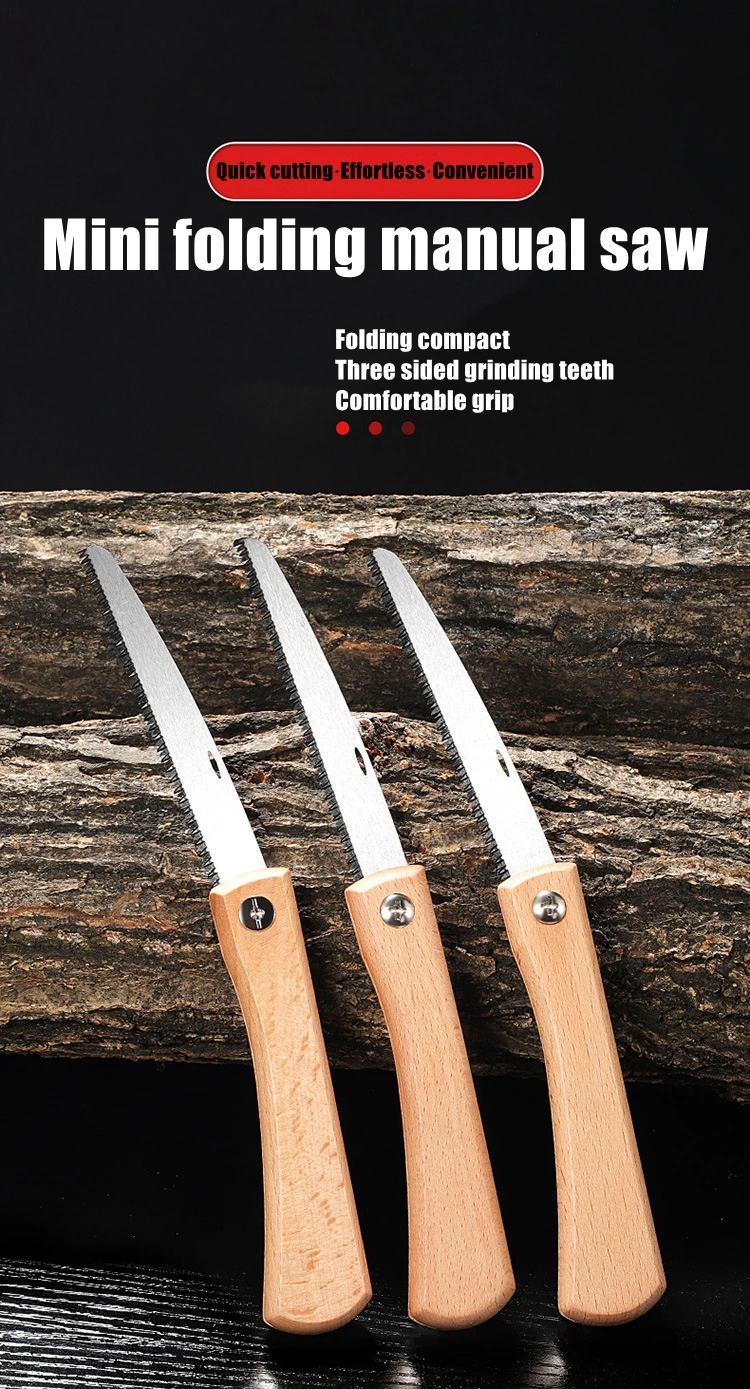 Folding Mini Hand Saw Non-slip Wooden Handle Pull Foldable Saw Flush Cut Trim Saw For Handsaw Woodworking Plastic Cutting Tool