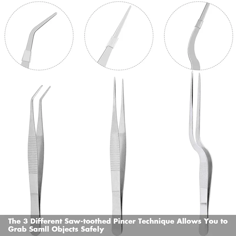 Stainless Steel Kitchen Cooking Tweezers Precision Tongs Drawing Spoons Spatula Food Culinary Plating Decorating 6-Piece food tongs