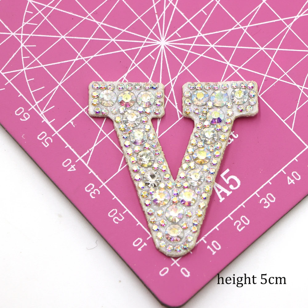 1PC A-Z Aufbügeln Weiß Strass Englisch Brief Patches Hochzeit Kleidung Handwerk DIY Party Handwerk NähenPersonalisierte Buchstaben Patches – Detail 23