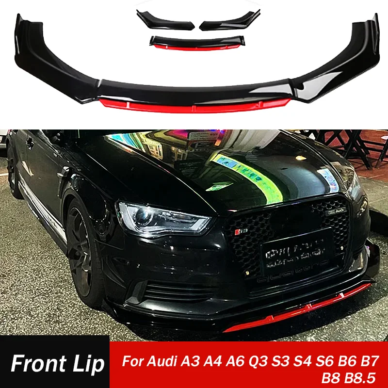 Front Lip Splitter Spoiler Diffuser for Audi A3 A4 A6 Q3 S3 S4 S6 B6 B7 B8 B8.5 Sedan Universal Bumper Blade Bodykit Accessories car exterior accessories