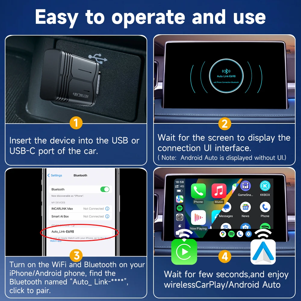 HEYINCAR - ȵ̵  ڽ,  ī÷ , 2  1 ÷  ÷, 2.4G  5.8Ghz WiFi BT ڵ , 2024 ǰ