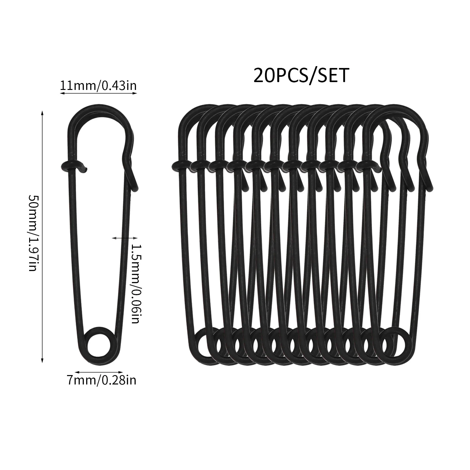 Чёрные английские булавки 50мм Чёрные английские булавки 50мм