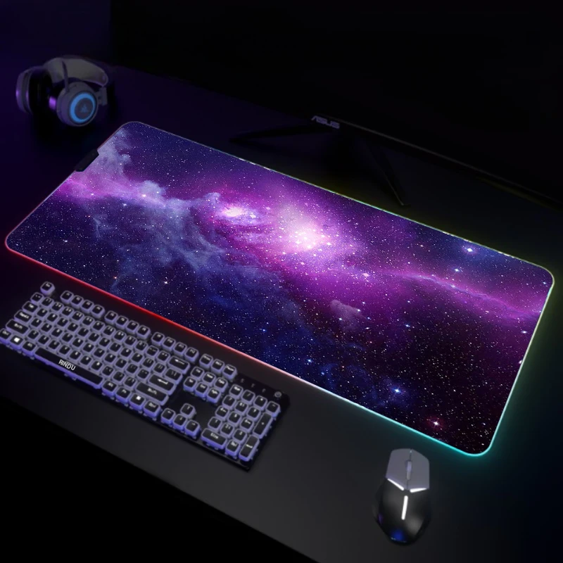 

Universe RGB Gaming Mousepad Big LED Gamer Mousepads PC Desk Mat Luminous Mouse Pad Large Keyboard Mat Table Mat With Backlit