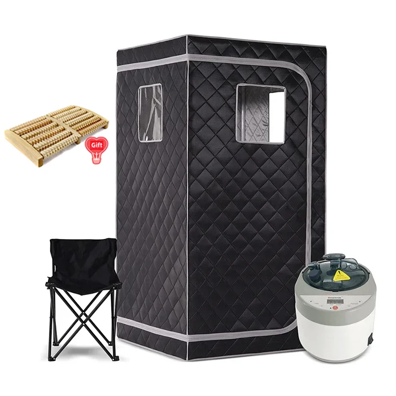 ชุดซาวน่าอบไอน้ํา Full Body Home หม้ออบไอน้ําขนาดใหญ่ 4 ลิตร สปาซาวน่าสําหรับหนึ่งท่านพร้อมอุณหภูมิเวลา รีโมทคอนโทรล ดีท็อกซ์บําบัด 1