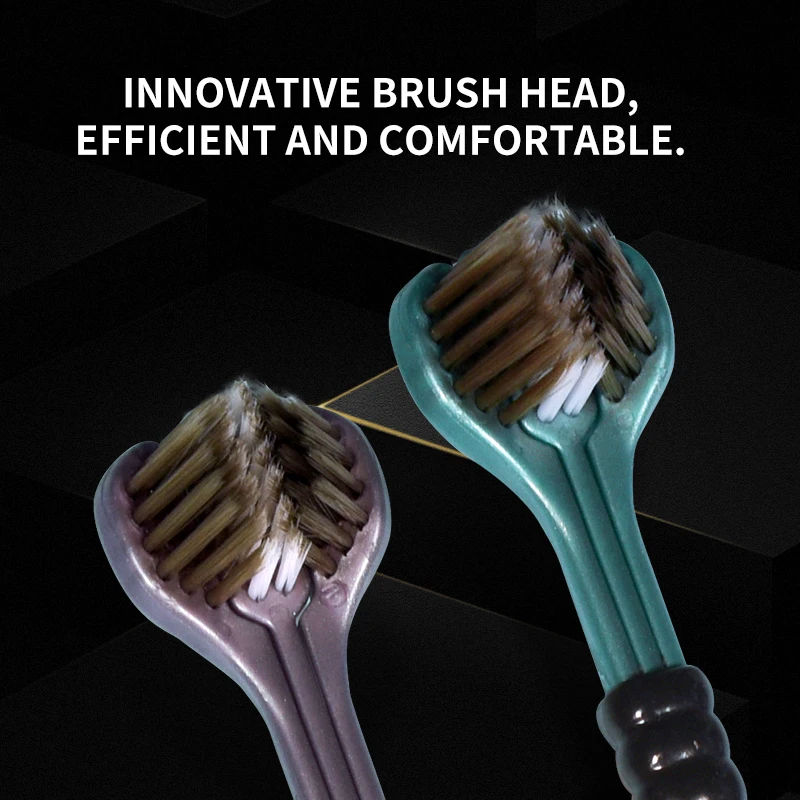 Soft Toothbrush Tongue Scraper Portable Toothbrush 2/4/6pcs Adult 3 Sided Bristles Deep Cleaning Oral Care Family Couple Travel