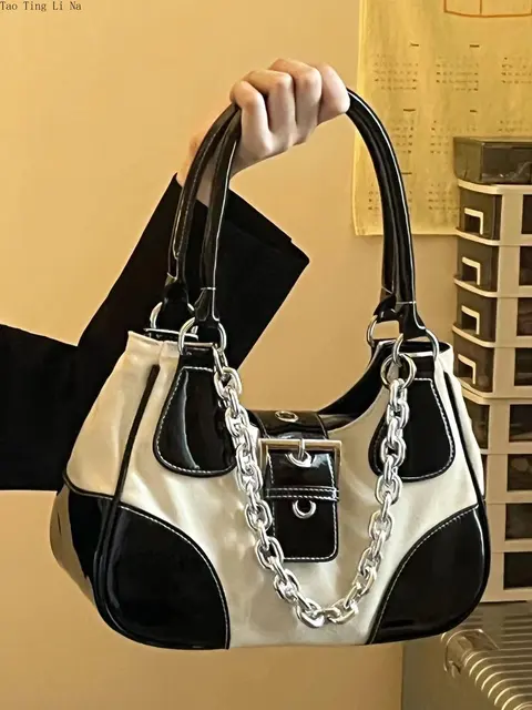 Product Review: 2023 Women New Fashion Metal Chain Versatile Shoulder Bag with Vintage Sweet Cool Lacquer Leather Canvas Bag