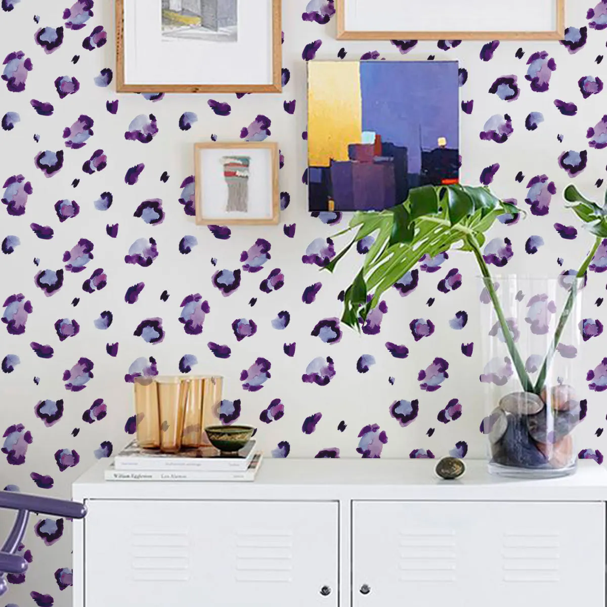 New Purple Leopard Wall Sticker - 20x30cm Removable PVC Decal for Living Room & Bedroom Background Wall