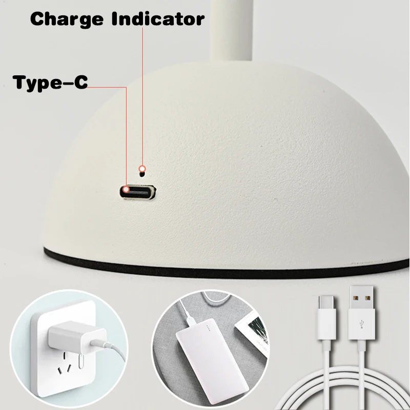 Reading Table Lamp Touch Control Wireless Desk Lamp Study Room Bedside Mushroom LED Light Desktop Decoration Pod Night Light 2