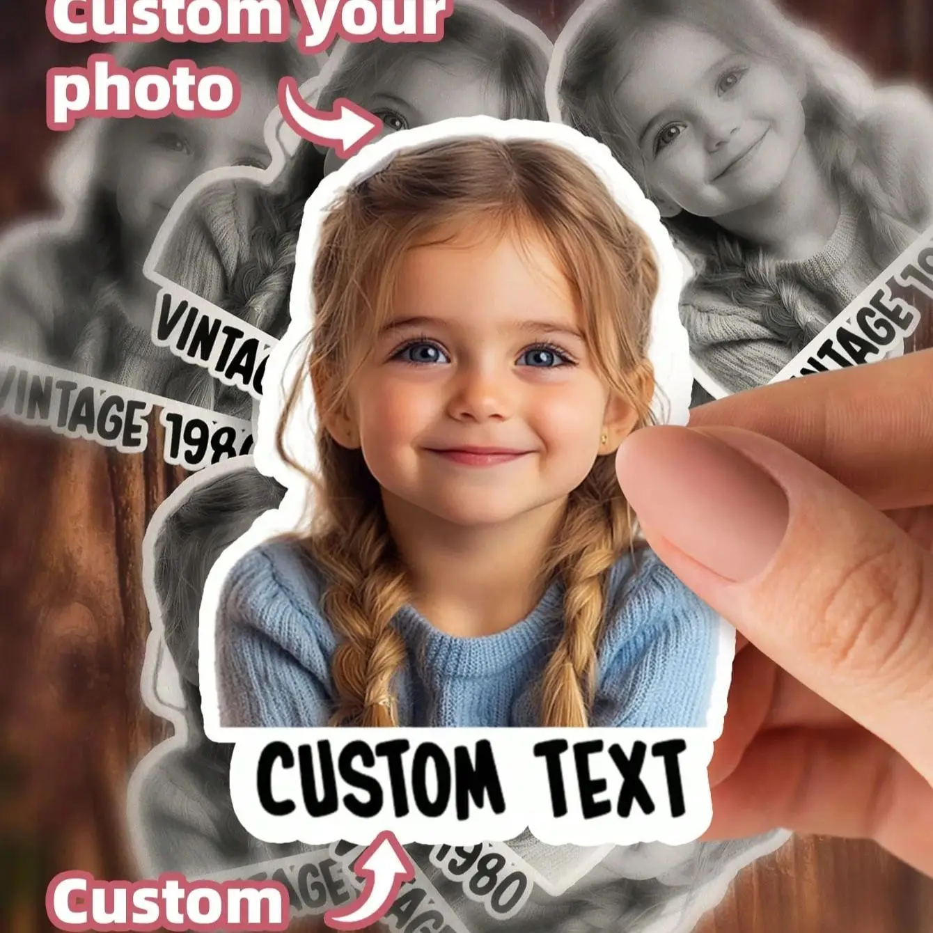 Personalisierte, individuelle Porträt-Fotoaufkleber, Haustierbild für Geburtstag, Junggesellinnenabschied, Kuchendekoration – Detail 1
