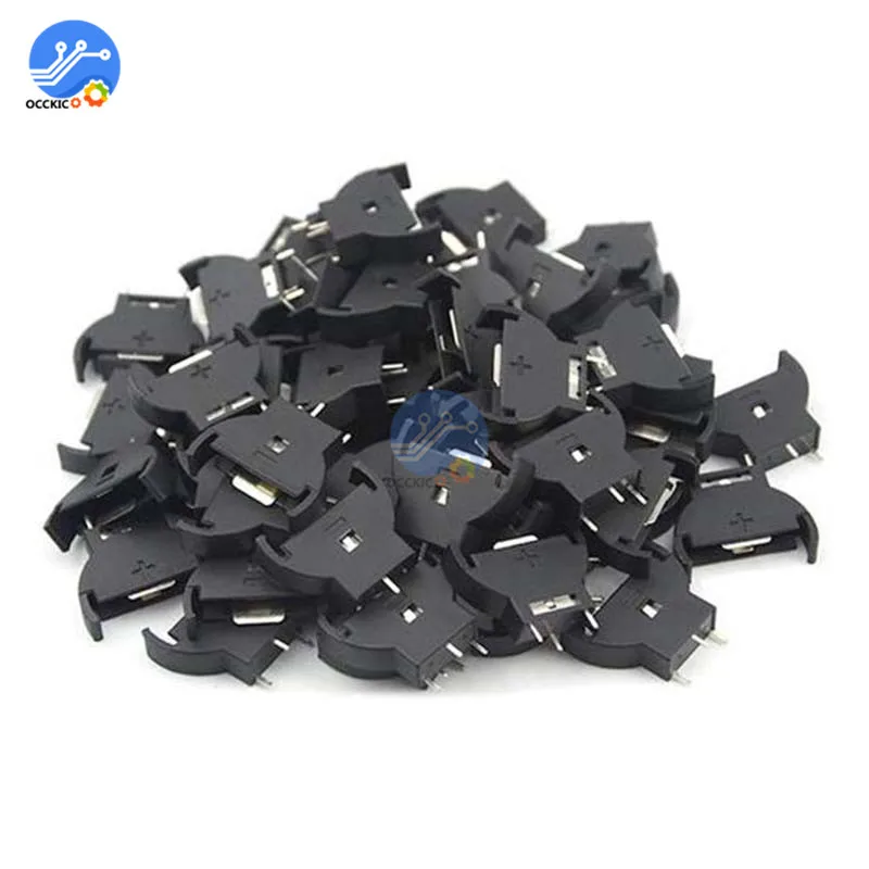 10pcs CR2032 CR2025 반원형 리튬 버튼 셀 코인 배터리 박스 홀더 케이스 CR 2032 2025 배터리 홀더 소켓 3 핀