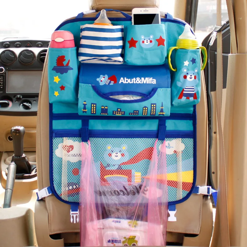 Cartoon Car Back Seat Bag Organizer Bag Multifunctional Bebe Carriage Pram Storage Diaper Bag Hanging Bag Stroller Accessories car seat storage bag cartoon bear bunny hanging tissue box garbage bin organizer multi functional baby safety seats accessories