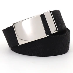 Unisex Breathable Canvas Tactical Belt for Jeans - Adjustable Fashion Accessory (Black)