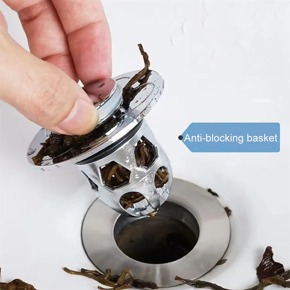 Description Picture 6 of itemUniversal Stainless Steel Basin Pop-Up Bounce Core Basin Drain Filter Hair Catcher Sink Strainer Bathtub Stopper Bathroom Tool