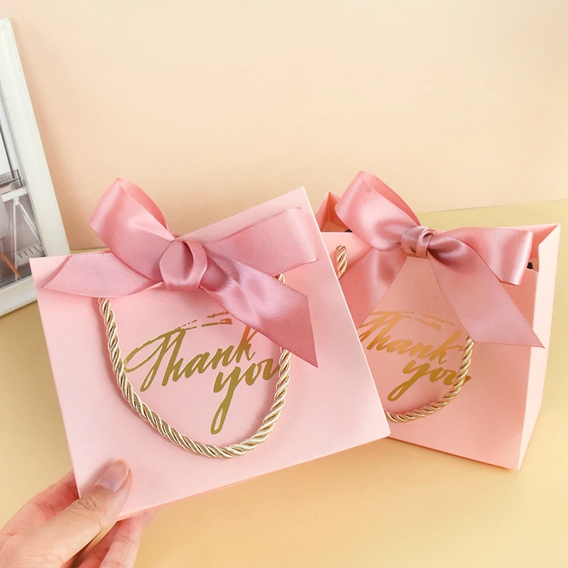 5/10/24Pcs Rosa Danke Süßigkeiten Boxen Hochzeit Geschenke Verpackung Handtasche Für Gäste Geburtstag Baby Shower party Decor Einkaufstasche – Detail 9