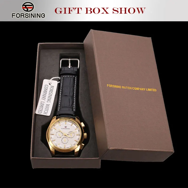Original Automatic Men Gold Watch Mechanical Waterproof Luminous Multifunctional Male Leather Wrist Watches