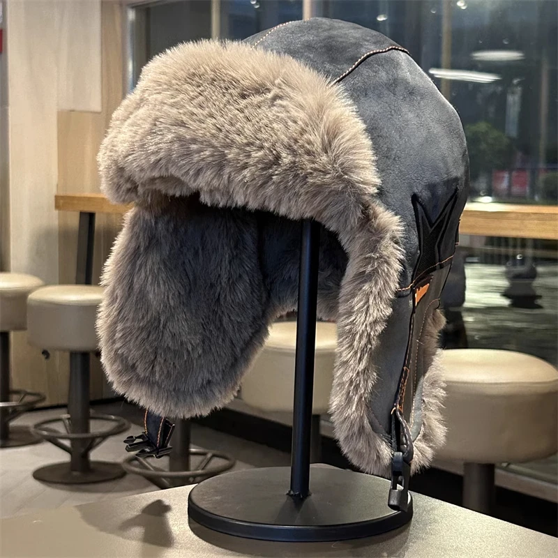 Fashion Half Star Thicken Faux Fur Earflap Hat Ushanka Bomber Unisex Winter Ski Ride Travel Casual Warm Cap Color Match winter hat fashion hat fur hat earflap hat faux fur hat