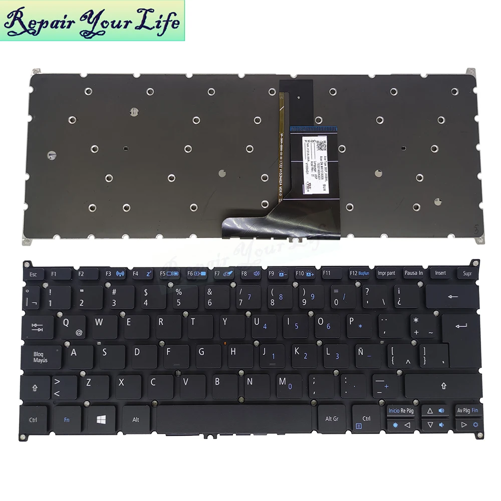 Teclado Retroiluminado para Acer Spin Eua Espanhol la Sp11331 Sp51351 Sp113-31-p6nz C17e P0zn C1q6 C0y0 Sb3p _ A53bwl Nki131a008 - Imagem 3