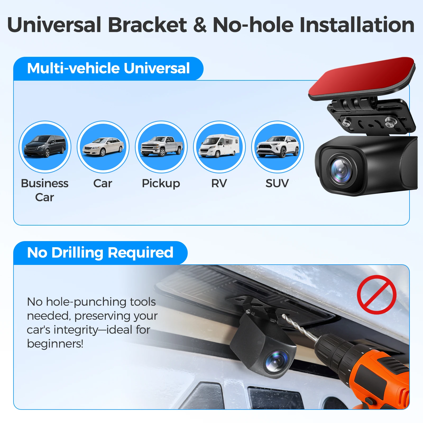 1/2PCS Universal Car Rear View Camera Bracket Dash Cam Mirror