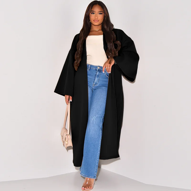

Zoctuo Women's Fashion Long Cardigan Coat Fall New Solid Loose Clothes Korean Vintage Full Sleeve Oversize Warm Outerwear