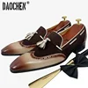 Italian Men Loafers Shoes Black Brown Mixed Color Wingtip Suede Casual Mens Dress Shoes Wedding Office Leather Shoes Men 2
