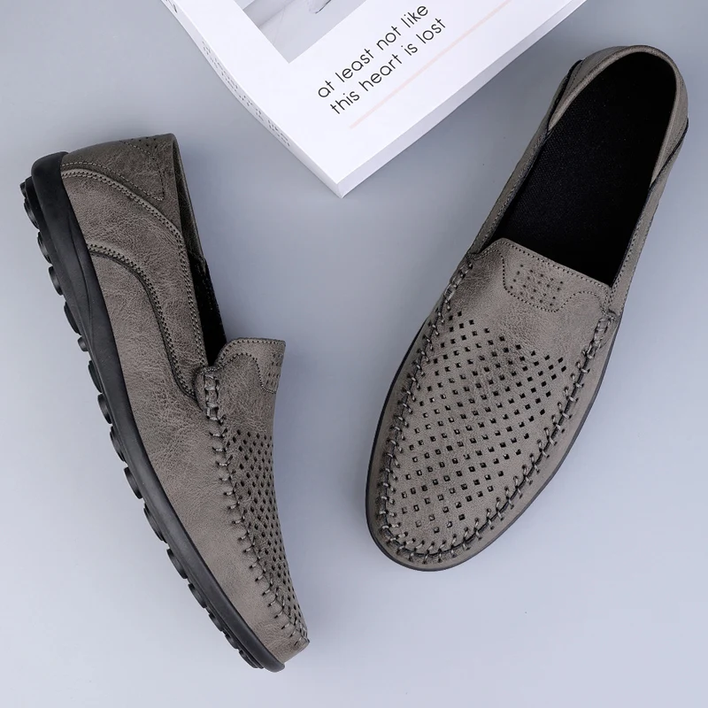 Split Leather Men Loafers Slip On Flats Casual Shoes For Men Moccasins Super Soft Men Footwear For Summer And Spring
