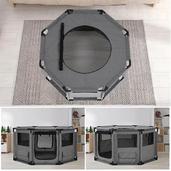 Puppy Playpen 120x120x64.5cm, Puppy Run Dog Playpen with Storage Bags,Cage with Waterproof Base, Animal Playpen Cats 2