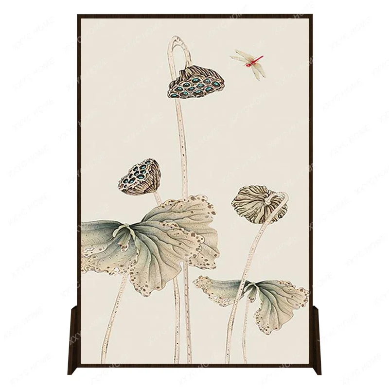 

Subareas Screens Household Hallway and Living Room Decorations Household Bedroom Covering Lotus Solid Wood Seat Screen
